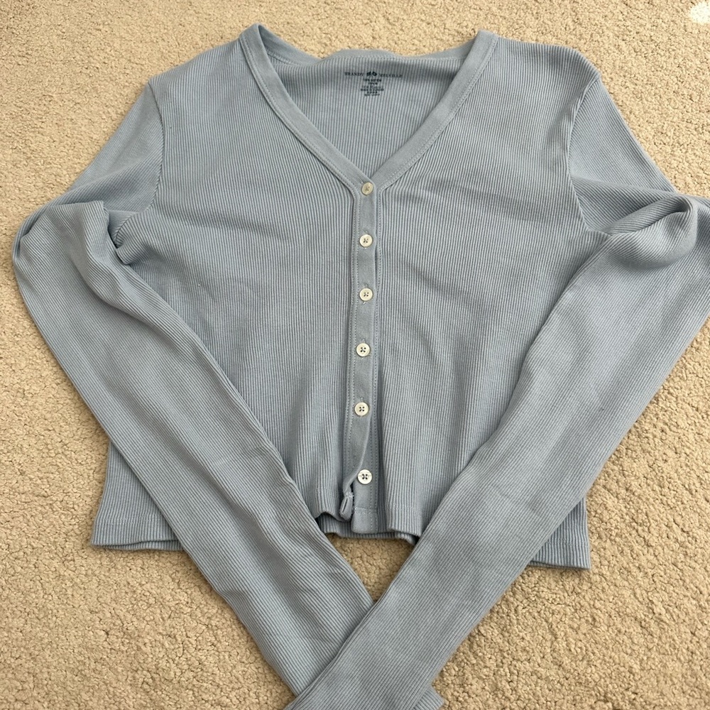 Brandy Melville Light Blue Button Up Long Sleeve
